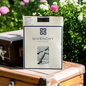 RARE Givenchy French Ultra Sheer Dots Pantyhose Black Light Control Top Tights